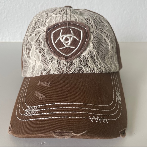 Ariat Accessories - ARIAT Brown and Cream Lace Cap